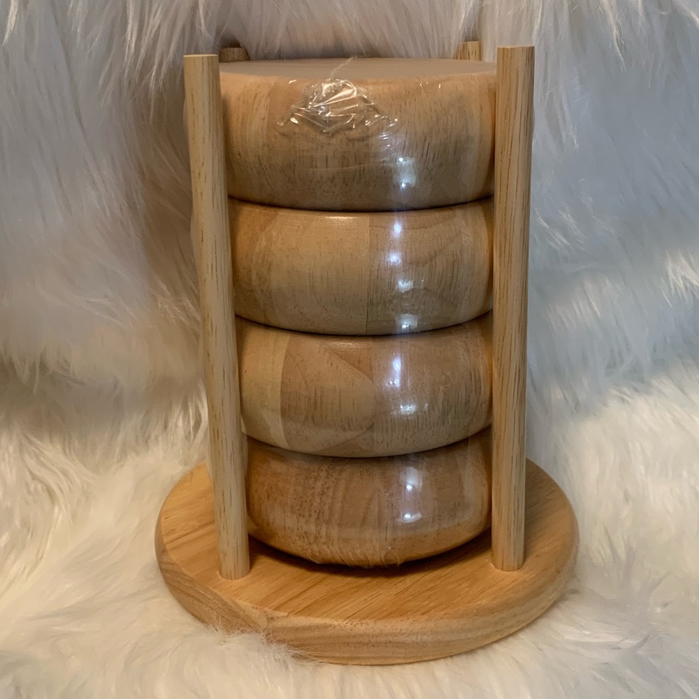 Griffon Oak Salad bowls 4 Piece Oak set with stand / holder